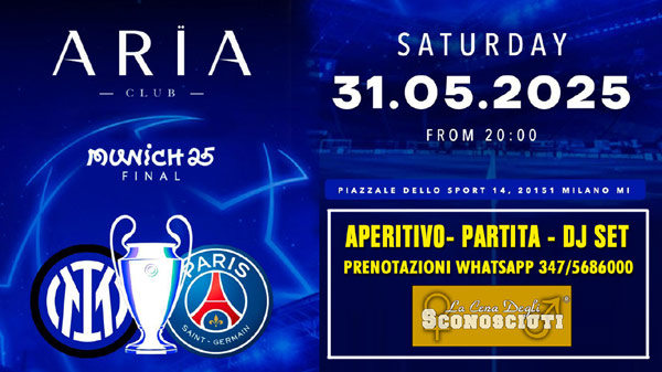 inter psg aperitivo per single aria club