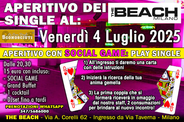 aperitivo per single al the beach milano