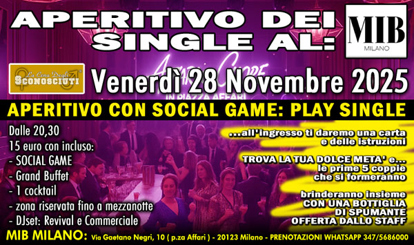 aperitivo per single con social game al mib milano