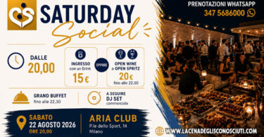 saturday social sabato 22 agosto all aria club di milano