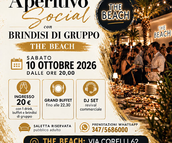 aperitivo social sabato 10 ottobre al the beach milano