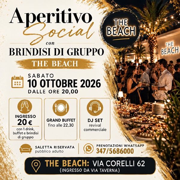 aperitivo social sabato 10 ottobre al the beach milano